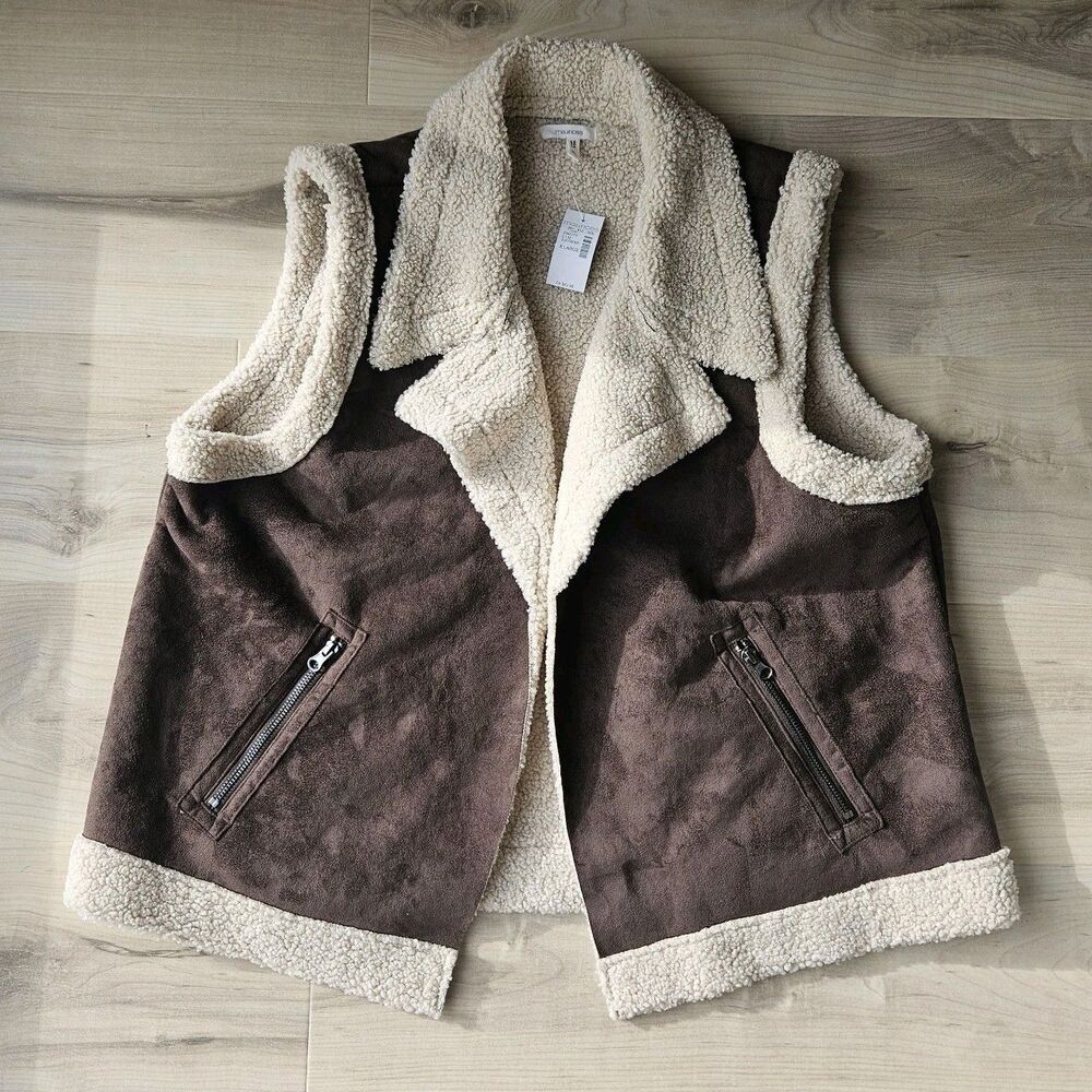 Maurices Faux Suede Bonded Shearling Vest